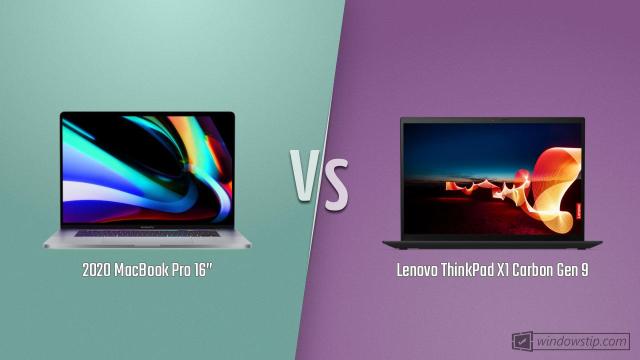 MacBook Pro 16” (2020) vs. Lenovo ThinkPad X1 Carbon Gen 9