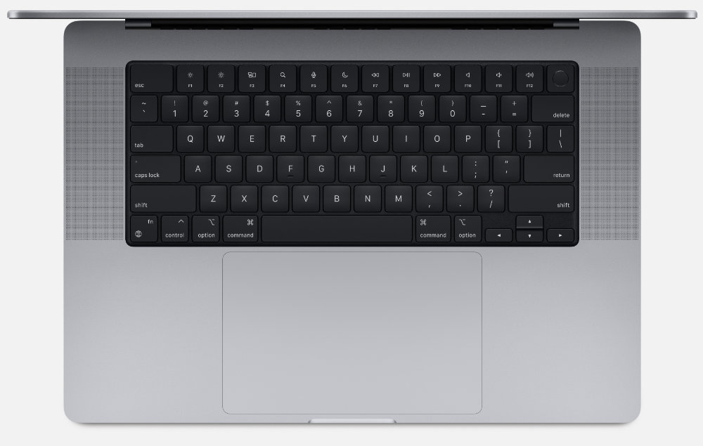 M2 MacBook Pro 16” keyboard and touchpad