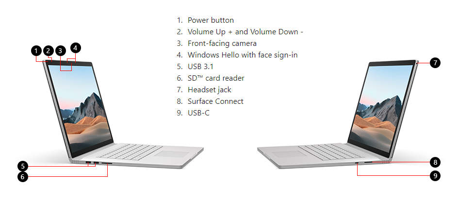 Surface Book 3 15” Ports