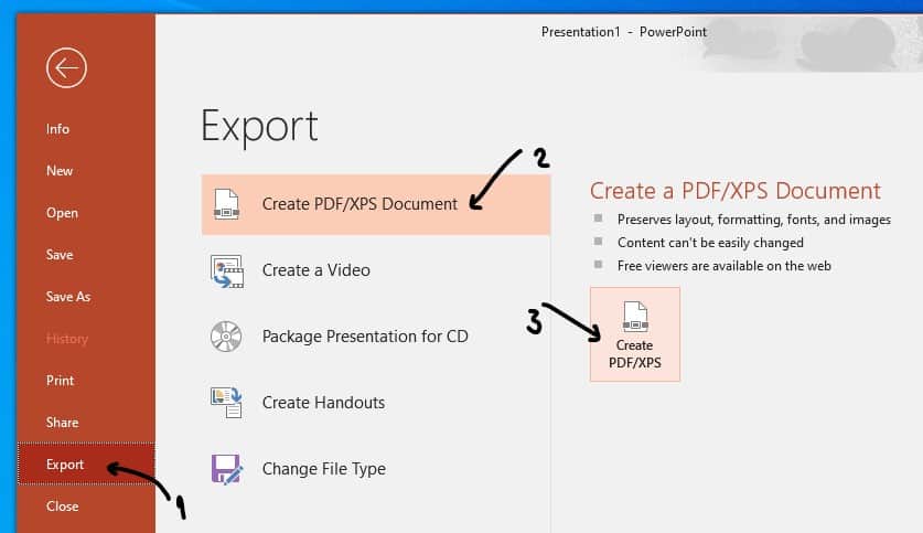 Microsoft PowerPoint Export to PDF
