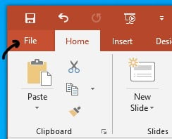 Microsoft PowerPoint > File menu
