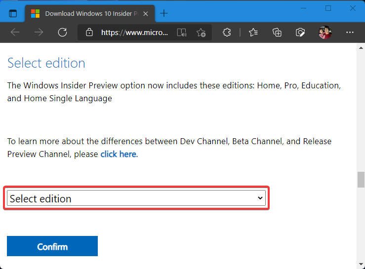 Select Windows 11 ISO Edition