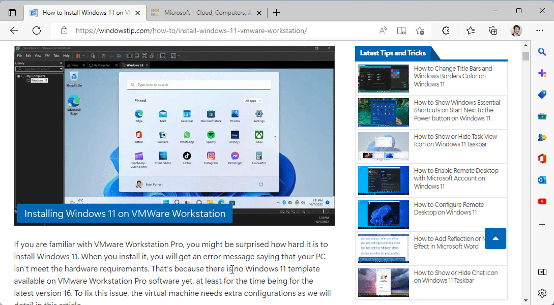 MS Edge: Switch between horizontal and vertical tabs