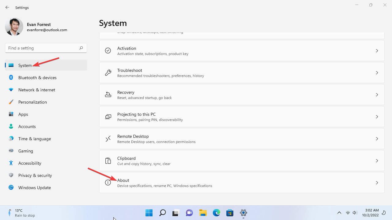 Windows 11: System - About