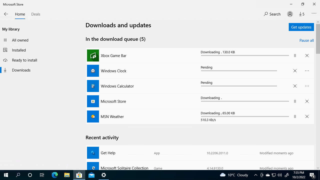 Old Win 10 Store: Updating Apps