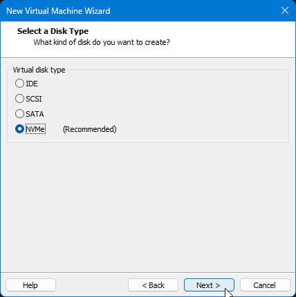 VMWare - Select NVMe for Disk Type