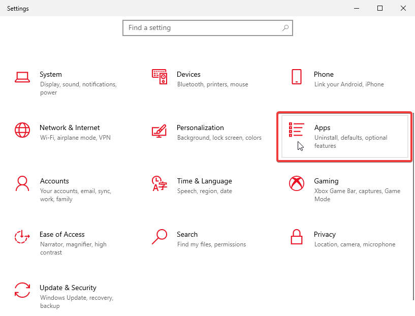 Windows 10: Settings - Apps