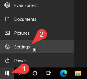 Windows 10: Start - Settings