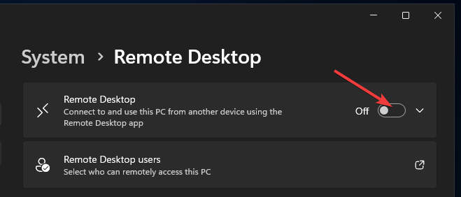 Windows 11 Settings: Turn on Remote Desktop
