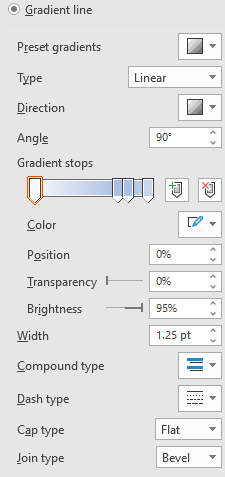 Word: Gradient Line Text Outline Options